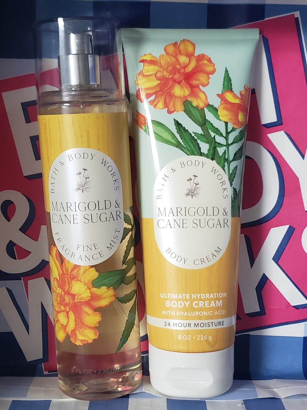 BBW Marigold & Cane Sugar Body Cream & Fine Fragrance Mist Bundle